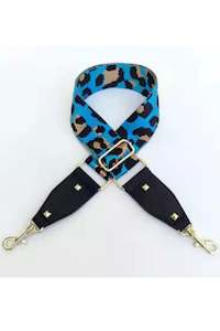 Bag Straps: Bright Blue Leopard Handbag Strap