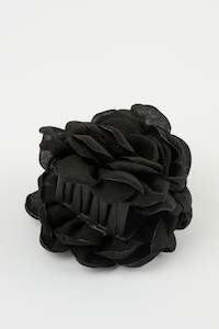 Hair Accessories Hats: Hair Claw Fabric Rose - BLACK