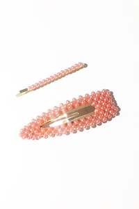 Rose Pearl Hair Slides-Set of 2