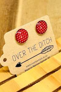 Red/White Polka Dot Studs