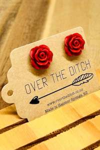 All Clothing: Dublin Bay Red Rose Studs