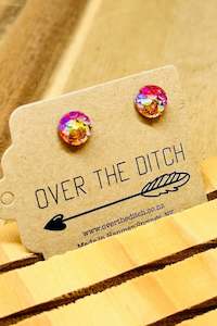 Pink Fish Scales Studs SMALL