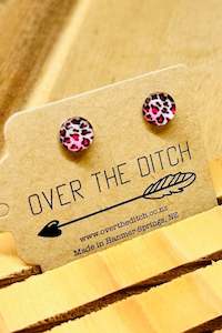 All Clothing: Pink Leopard Studs SMALL