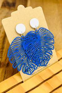 All Clothing: Blue Monstera Leaf Dangles