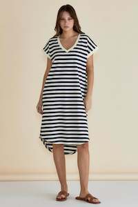 Jolene T-Shirt Dress Navy/Cream Stripe