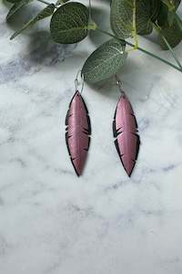 A Bow Feather: Medium Pink Feather Earrings