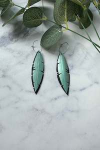 A Bow Feather: Medium Emerald Feather Earrings