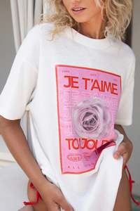 Je T'aime Oversized Tee Vintage White