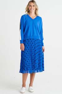 Betty Basics Outlet: Chanel Pleated Skirt Bluebell Spots