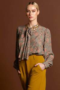 Everywhere Neck Tie Blouse Vintage Paisley