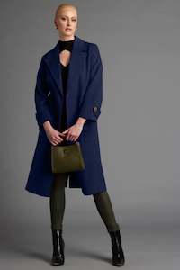 Fate Becker 1: Withering Belted Wrap Trench Coat Navy