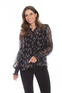 Leila Luca 1: Keeper Blouse Black Blush Sheer Floral