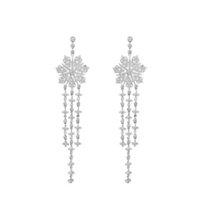 Lindi Kingi: Snowflake Drop Embellished Earrings Silver