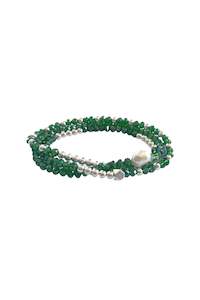 Lindi Kingi: Emerald Pearl And Silver Beaded Bracelet Set