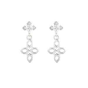 Lindi Kingi: Baroque Cross Earrings Silver