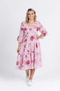 Fleur Dress Pink Peony Print