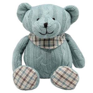 Teddytime: Blue Bear with Tartan Scarf