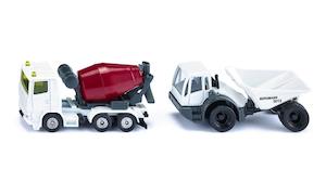 Toy: Siku 1692 - Scania Cement Mixer Truck & Bergmann Dumper