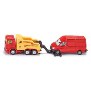 Toy: Siku 1667- Scania Heavy Tow Truck with Mercedes Van