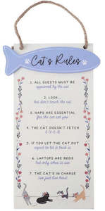 Toy: CGB Giftware - Floral Prints - Cat Rules Sign