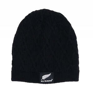 All Blacks Cable Knit Fashion Beanie