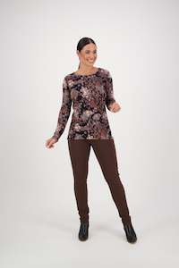 Womenswear: Long Sleeve Round Neck Printed Knit Top