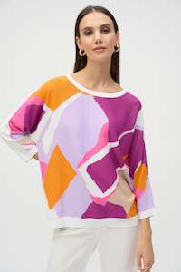 Sweater Knit Abstract Print Pullover