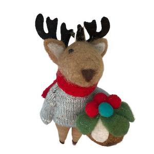 Christmas Felted Decoration - Figgy Pudding Reindeer