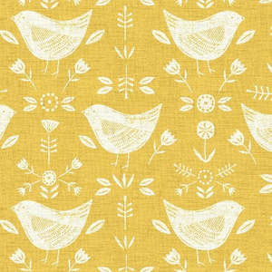 Oil Cloth Reusable Lunch Bag - Dainty Mustard Birds