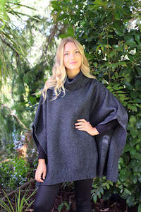 Clothing: Possum Merino Lush Cowl Neck Poncho - Lothlorian Knitwear