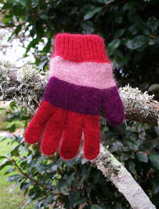 Clothing: Possum Merino Childs Stripe Gloves - Cosy Kiwi