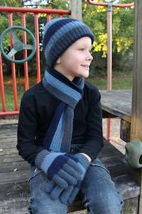 Possum Merino Childs Stripe Rib Beanie - Cosy Kiwi