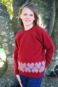 Possum Merino Girls Heart Jumper - Cosy Kiwi