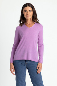 Clothing: Merino Wool Long Sleeve Classic High V-Neck - Royal Merino