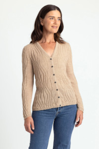 Alpaca Wool Wavy V Neck Cardigan - Royal Alpaca