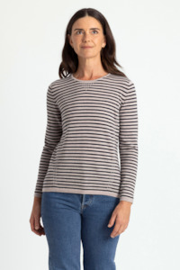 Clothing: Merino Wool Tuck Stitch Stripe Jumper - Royal Merino