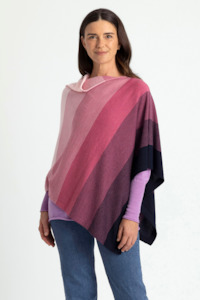 Merino Wool Graduated Stripe Poncho - Royal Merino