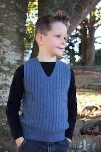 Possum Merino Boys Cable Vest - Cosy Kiwi