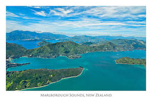 Greeting card: 023 - Post Art Postcard - Marlborough Sounds Aerial