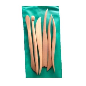 Products: Wooden Modelling Tools Set of 6 Green Zip Lock Bag