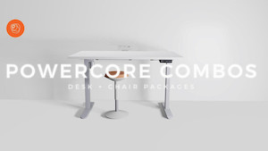 Desk + Wobble chair + Desktop power Powercore