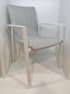 Sophie Dining Chair - upholstered outdoor fabric - White frame (3 only left in stock )