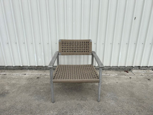 Furniture: DANTE Outdoor Teak Lounge Chair- Camel Rope and Clay teak finish