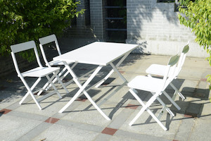 ROSIE Folding Aluminium Dining Table 1.2m x .7m White