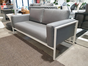 Furniture: REEF Outdoor Aluminium Sofa 185cm - Charcoal or White frame, with Sunbrella Natte Charcoal cushions