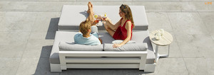 LIFE CUBE Outdoor Aluminium Sofa - with Sunbrella cushions - CHARCOAL FRAME