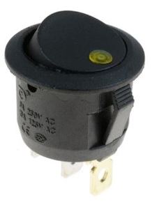 Yellow illuminated round rocker switch