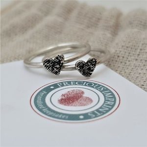 Fingerprint Heart Stacking Rings - Precious Imprints