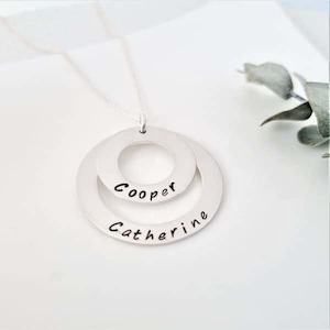 Family Circle - Stack of Love Sterling Silver Personalised Pendant - Precious Imprints