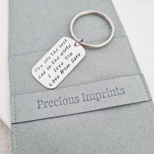 Key Ring Personalised Gift Silver Dog Tag